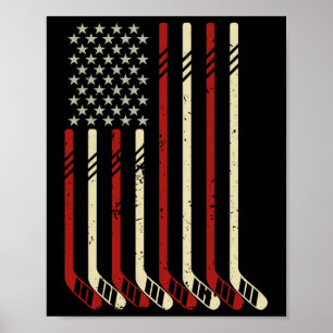 Amerikaanse Vlag Vintage Usa IJshockey Liefhebber Poster