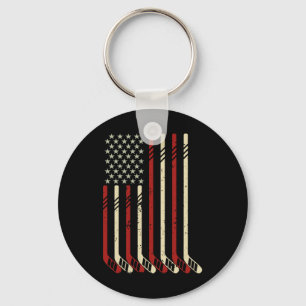 Amerikaanse Vlag Vintage Usa IJshockey Liefhebber Sleutelhanger