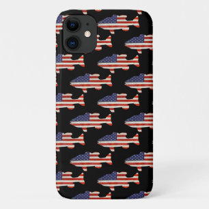 Amerikaanse vlag vis op zwart iPhone 11 hoesje