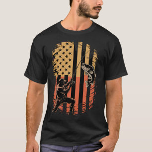 Amerikaanse Vlag Vis Visser Visser Bass Vissen V T-shirt