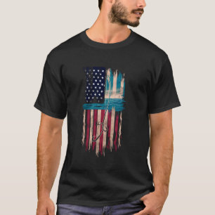 Amerikaanse Vlag Vis Visser Visser Grappig Baars V T-shirt
