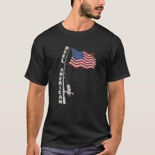 Amerikaanse Vlag Vissen Hengel En Molen Gedecoreer T-shirt