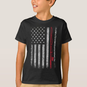 Amerikaanse Vlag Vissen Hengel Visliefhebber Vinta T-shirt