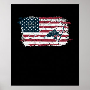 Amerikaanse vlag Vissen Vintage Geviste Poster