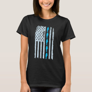 Amerikaanse Vlag Vissen Vintage Vis Visser Patriot T-shirt