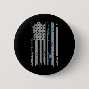 Amerikaanse Vlag Vissen Vintage Visser Ronde Button 5,7 Cm