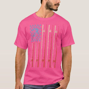 Amerikaanse vlag Vist staven met Vissen staven T-shirt
