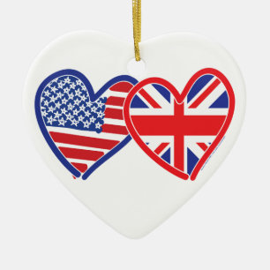 Amerikaanse vlag Vlag hart Keramisch Ornament