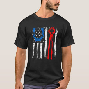 Amerikaanse vlag Vlieger Hoof Blacksmith Hoefijzer T-shirt