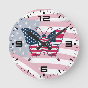 Amerikaanse Vlag Vlinder Design-62616 Klok