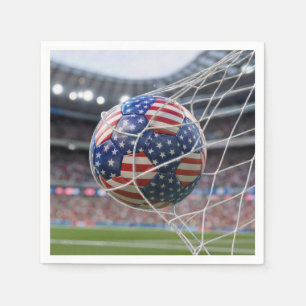 Amerikaanse vlag voetbal in het net servet
