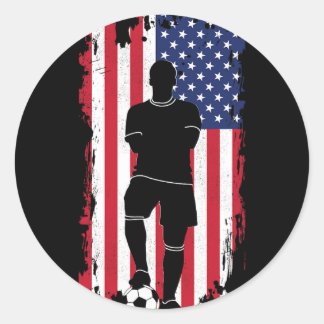Amerikaanse Vlag Voetbal Kleding - Voetbal Vrouwen Ronde Sticker
