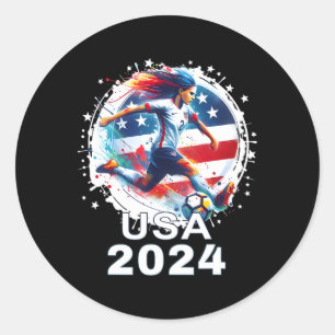 Amerikaanse Vlag Voetbalshirt Dames Voetbal Meisje Ronde Sticker