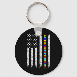 Amerikaanse vlag voor autisme sleutelhanger