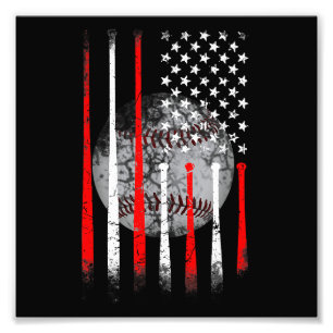 Amerikaanse vlag voor Baseball USA Foto Afdruk