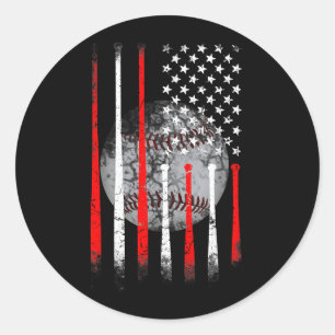 Amerikaanse vlag  voor Baseball USA Ronde Sticker