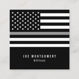 Amerikaanse vlag voor de correctie van dunne grijz vierkante visitekaartje