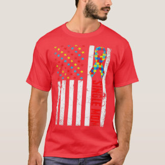 Amerikaanse vlag voor eenmam Autisme Awarene T-shirt