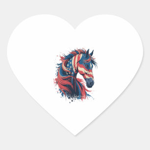 Amerikaanse vlag voor paarden hart sticker