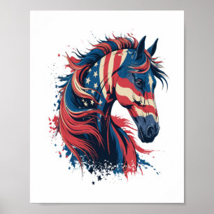Amerikaanse vlag voor paarden poster