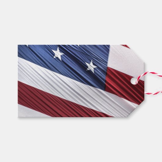 Amerikaanse vlag voor rode, witte en blauwe Amerik Cadeaulabel (Voorkant (Horizontaal))