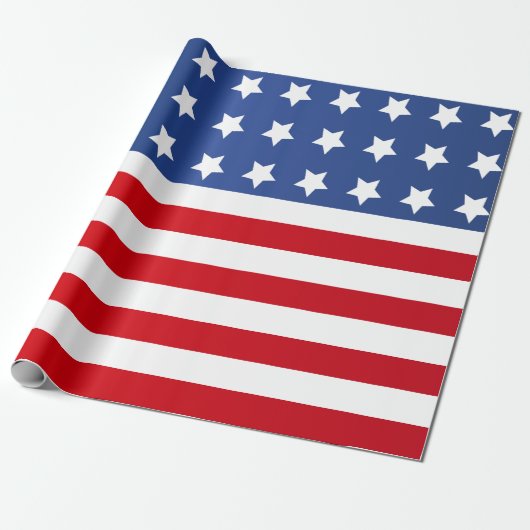 Amerikaanse vlag voor sterren en staven cadeaupapier (Uitgerold)