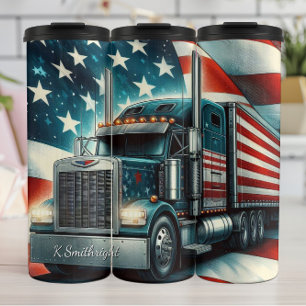 Amerikaanse Vlag Vrachtwagen Patriotic Road Thermosbeker