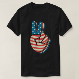 Amerikaanse Vlag Vredesbord Hand 4 juli T-shirt