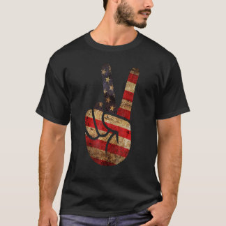 Amerikaanse vlag Vredesbord Hand 4th of Ju T-shirt