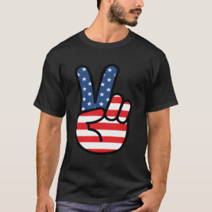 Amerikaanse vlag Vredesbord Hand Patriottische Vre T-shirt