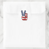 Amerikaanse vlag Vredeshand Ronde Sticker (Tas)
