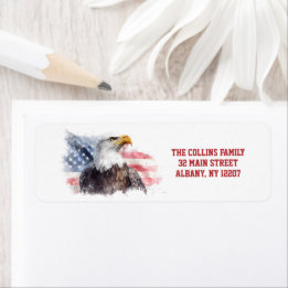 Amerikaanse Vlag VS 4 juli Retouradres Etiket