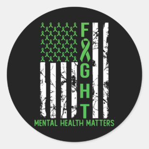 Amerikaanse vlag VS Mental Health Matters Ronde Sticker