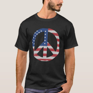 Amerikaanse vlag VS Vredesbord Hand Patriottisch T-shirt
