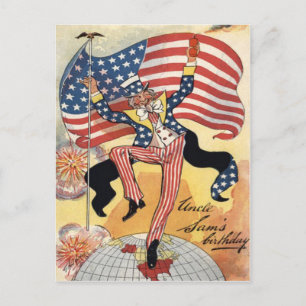 Amerikaanse vlag vuurwerk voetzoeker Uncle Sam Briefkaart