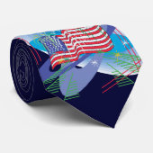 Amerikaanse vlag w/ Fireworks Stropdas (Opgerold)