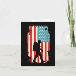 Amerikaanse Vlag Wandelaar Wandelend Rugzakken Bui Kaart