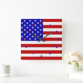 Amerikaanse vlag - wandklok vierkante klok (Huis)