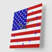 Amerikaanse vlag - wandklok vierkante klok (Hoek)