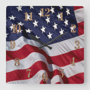 Amerikaanse vlag wandklok vierkante klok