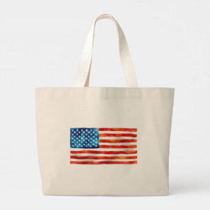 Amerikaanse Vlag Waterverf Schildering Artistiek U Grote Tote Bag