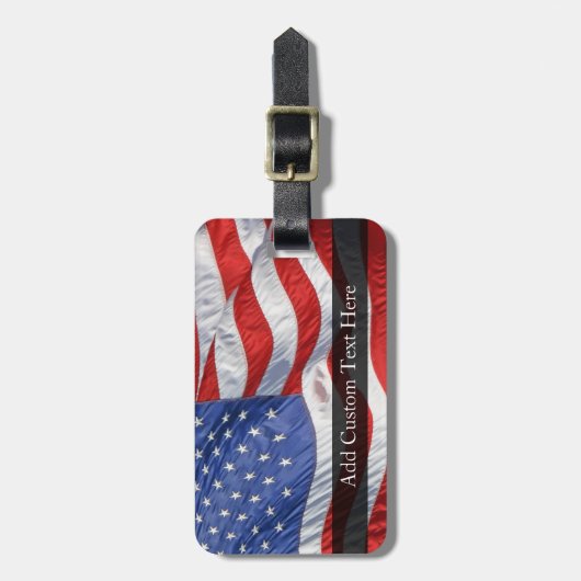 Amerikaanse vlag, Waving in Wind Bagagelabel (Voorkant verticaal)