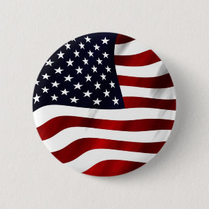 Amerikaanse vlag Waving Ronde Button 5,7 Cm