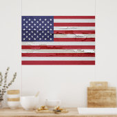 Amerikaanse vlag Weathered Paint Poster (Keuken)