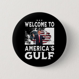 Amerikaanse vlag Welkom in de Golf van Amerika 1 Ronde Button 5,7 Cm