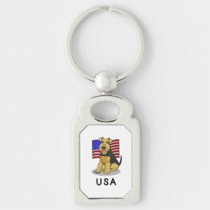 Amerikaanse vlag Welsh Terrier Dog Cute Patriotic Sleutelhanger