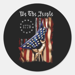 Amerikaanse vlag wij het volk , geschiedenis 1776  ronde sticker