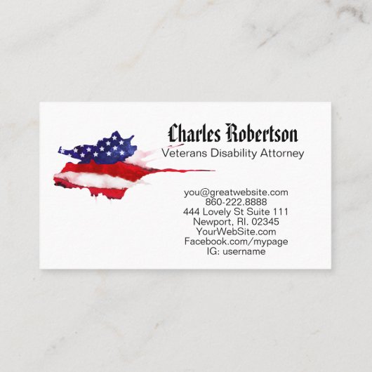 *~* Amerikaanse vlag Wij mensen rood wit blauw Visitekaartje (Achterkant)
