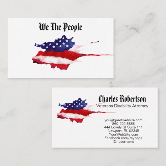 *~* Amerikaanse vlag Wij mensen rood wit blauw Visitekaartje (Voorkant / Achterkant)