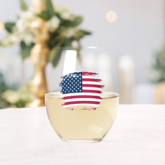 Amerikaanse vlag wijnglas zonder voet